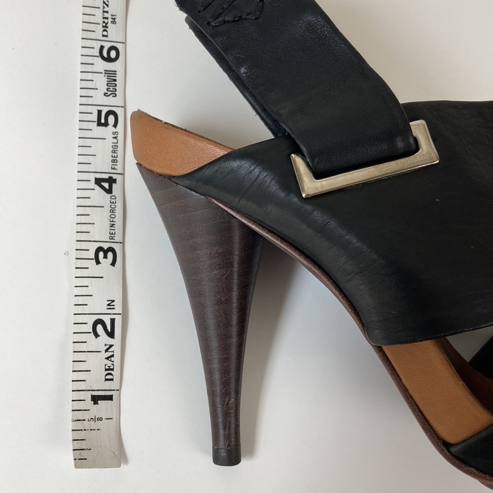 Theory Black Leather Sling Back Heeled Sandal - Picture 7 of 13